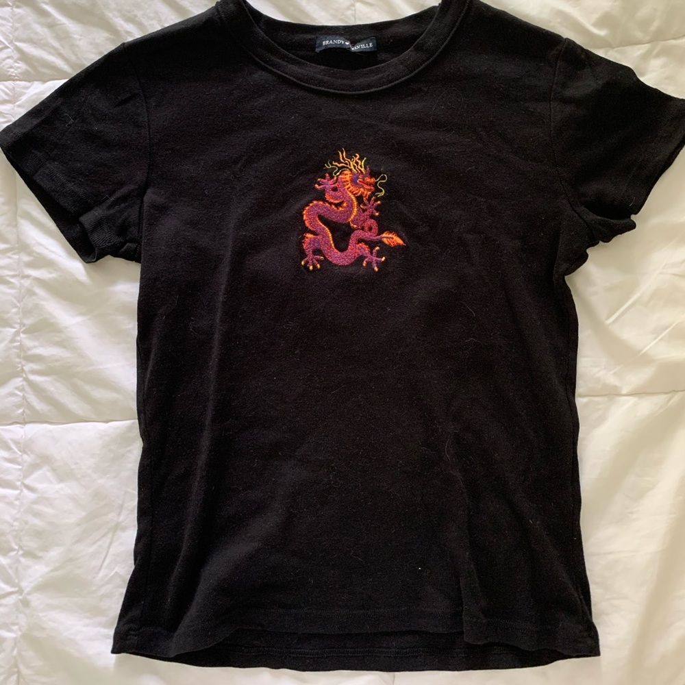 Brandy Melville dragon embroidered shirt